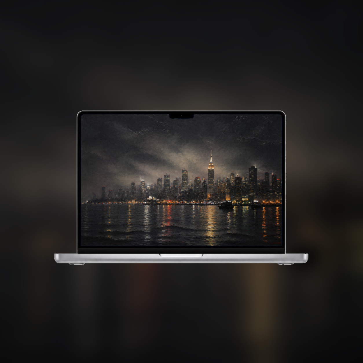 MANHATTAN AFTER MIDNIGHT displayed on a MacBook