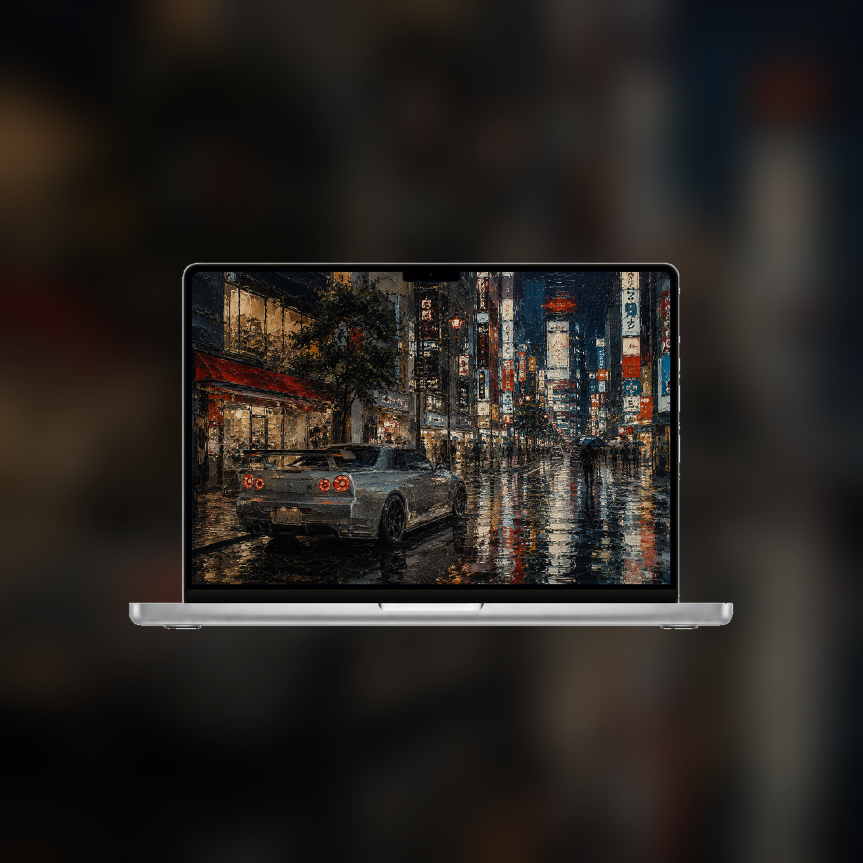Skyline After Midnight displayed on a MacBook